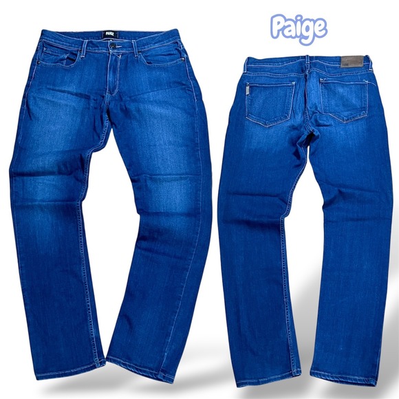 PAIGE Denim - Paige Jeans Womens 32 Blue Straight Leg Denim Medium Wash Made in USA